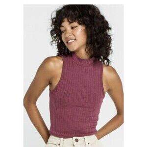 BOZZOLO Mock Neck Womens Burgundy Tank Size Large